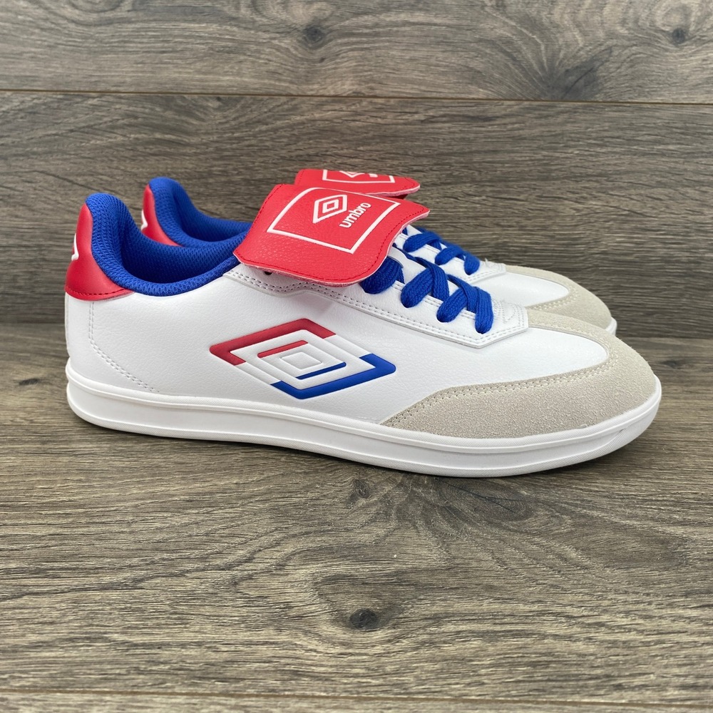Umbro Soccer Lifestyle Sneakers Youth 7 White Red Blue Foldover Tongue
